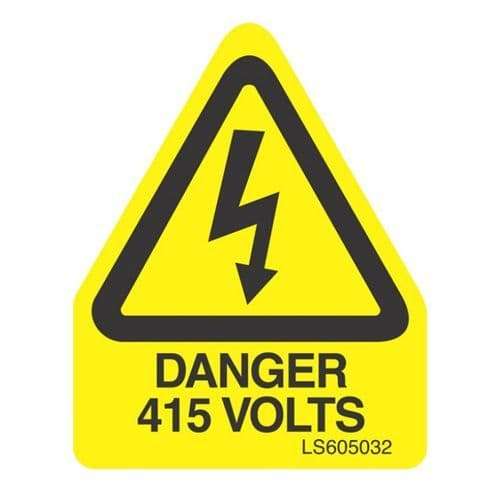 SAFETY LABELS Danger 415 Volts Triangle (Roll of 100 Labels) - ABM ...